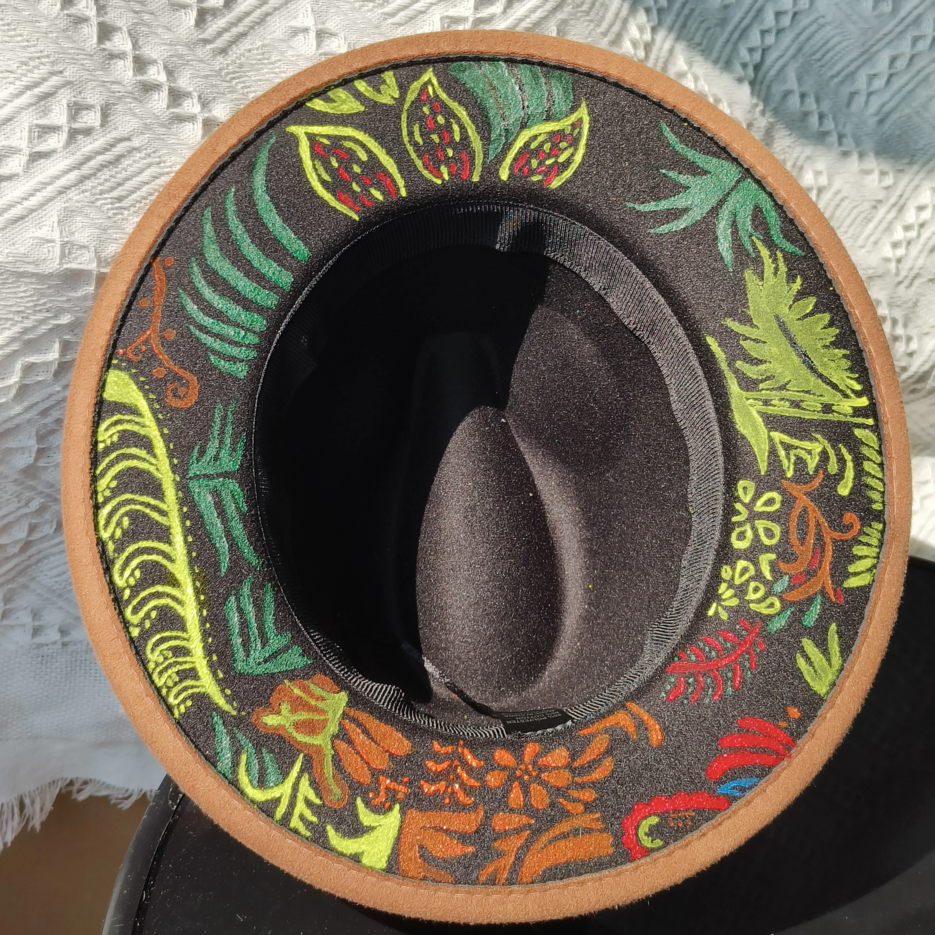 2024 neue handgemalte Fedora Hut für Männer gemalt Regenwald Pflanze Fedora Männer Panama Zylinder Cowboyhut Trilby Porkpie Hut Frauen
