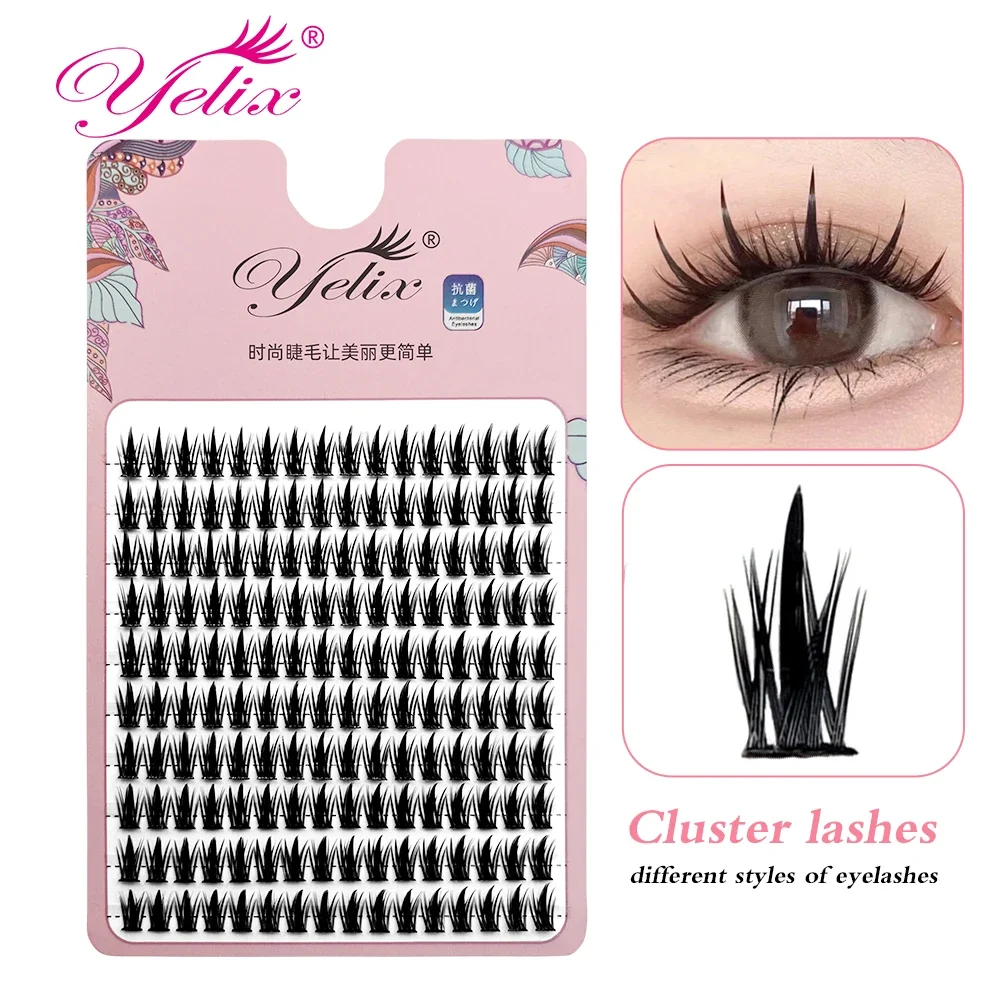 

Yelix 160 clusters anime lashes Cosplay lash clusters wispy japanese makeup spikes eyelashes strands eyelash Lashs Lash lift kit