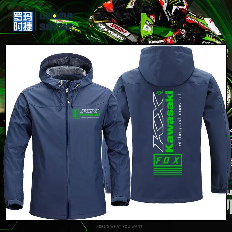 

Kawasaki Motorcycle Heavy Motorcycle Jacket, Off-road Mountain Bike Men's Loose Jacket