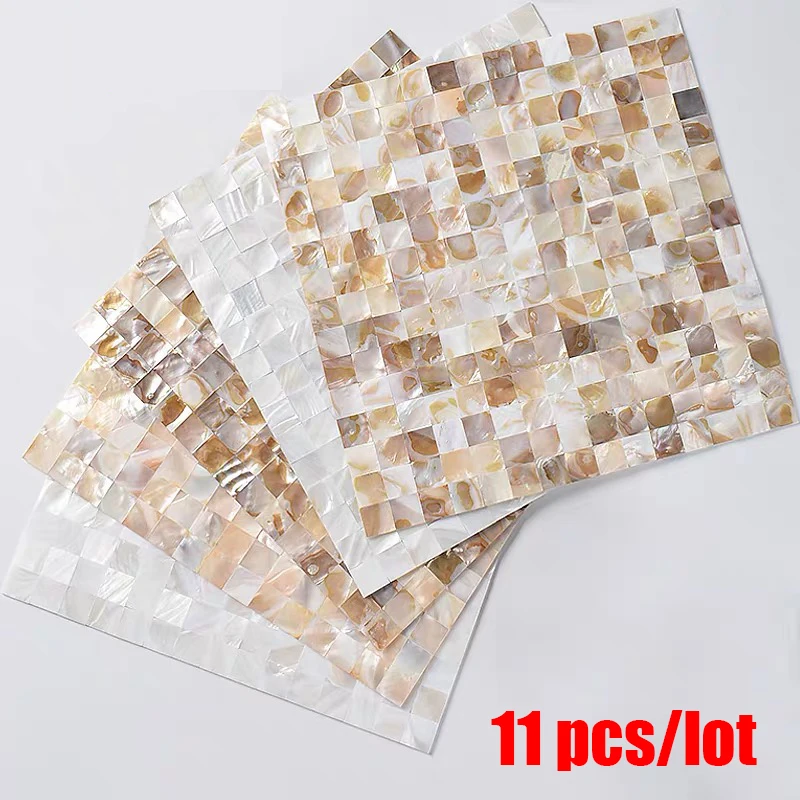 

11Pcs/Lot Natural Shell Mosaic Tiles Sheet Bathroom Kitchen Wall Tiles Mother of Pearl Wallpaper Tile for Interior Decoration