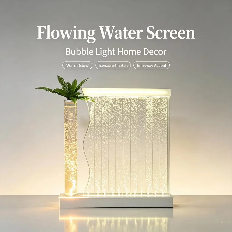 Large Modern Acrylic Creative Running Water Bubble Wall Room Partition Home Decoration Birthday Wedding LED Waterfall
