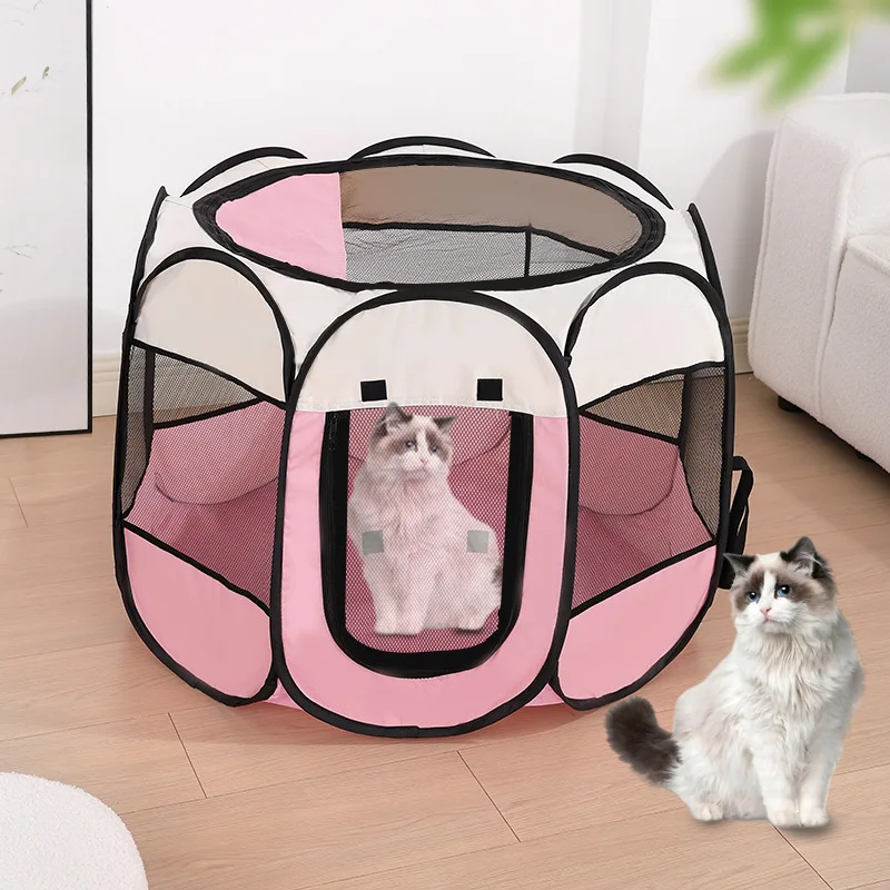 Popular dog fence, octagonal cage, cat birthing box, Oxford cloth washable folding tent, wholesale dog kennel cage