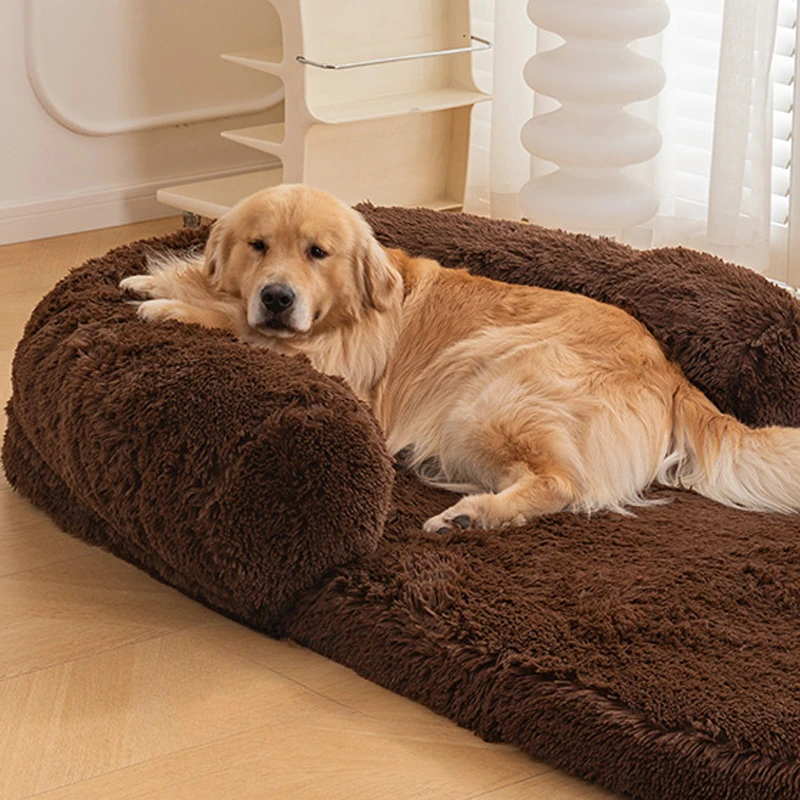 

Winter Warm Dog Bed Pet and Human Shared Mattress Removable Lazy Sofa Raised Pillow Dog Bed Cozy Sleeping Mat Heated Pet Cushion