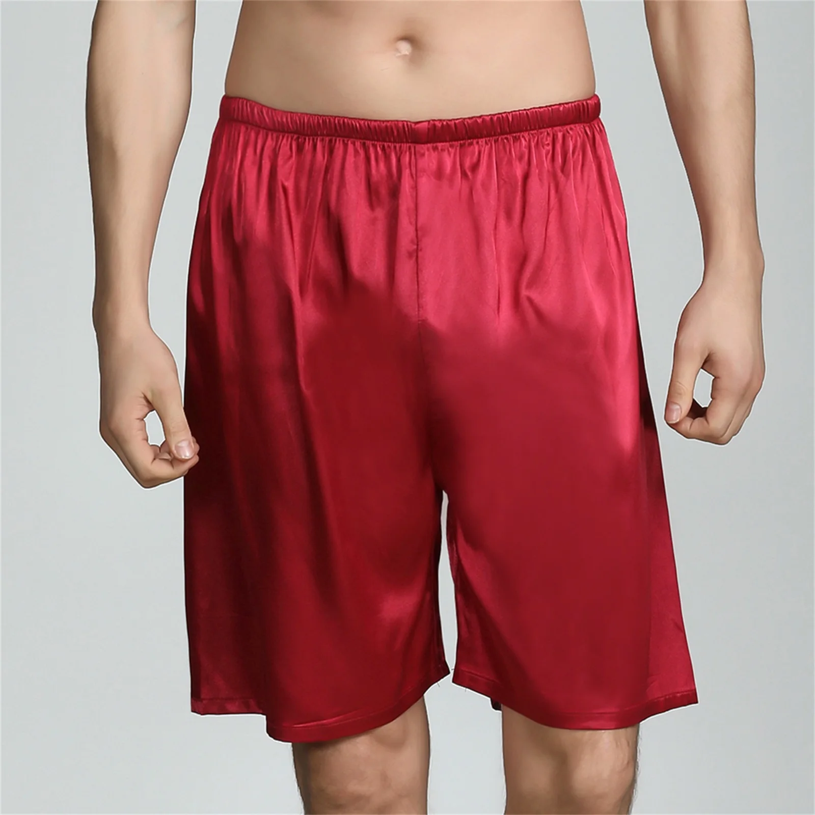 Men Loose Shorts Solid Colors Casual Sports Bottoms Summer Ice Silk Sleepshorts Home Running Pants  Plus size L-7XL image 2