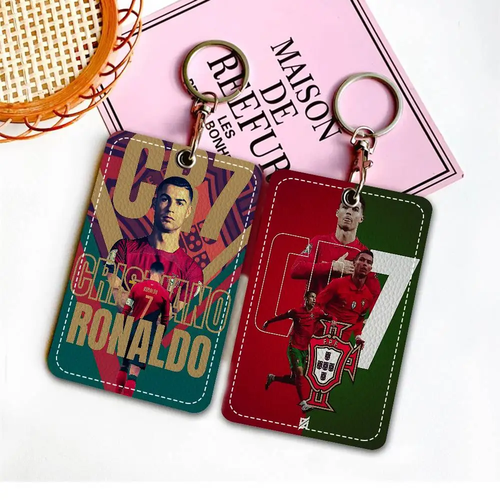 C-Cristiano R-Ronaldo CR7 Style PU Access Card Holder with Keychain - Executive Protection for Bank card,Subway, Bus Card case