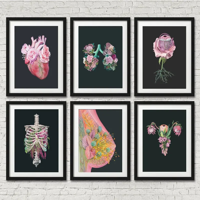 Anatomy Art Canvas Painting Human Organs Paintings On The Wall Nordic Posters And Prints Wall Pictures For Doctor Office Decor