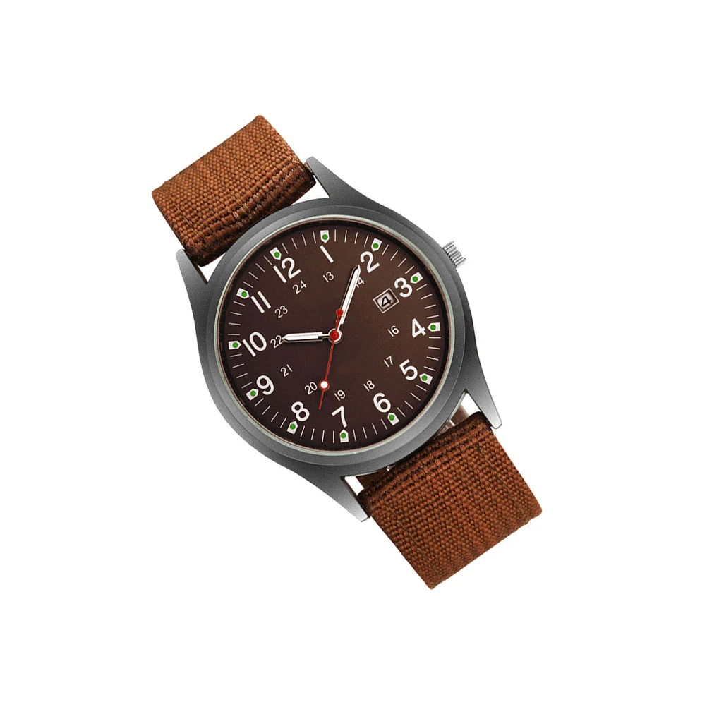 

Nylon Strap Watch Casual Men's Wristwatch Digital Male Number Chic Brown Practical Stylish for Families
