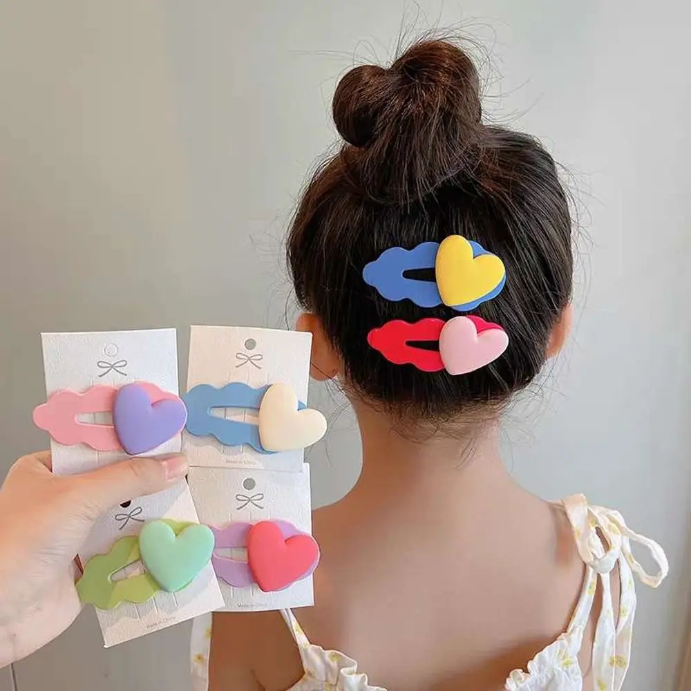 Korean Style Children Candy Color Wave Heart Barrette Sweet Hair Clip Bangs Clip Kids BB Clip Hairpin Cute Hair Accessories