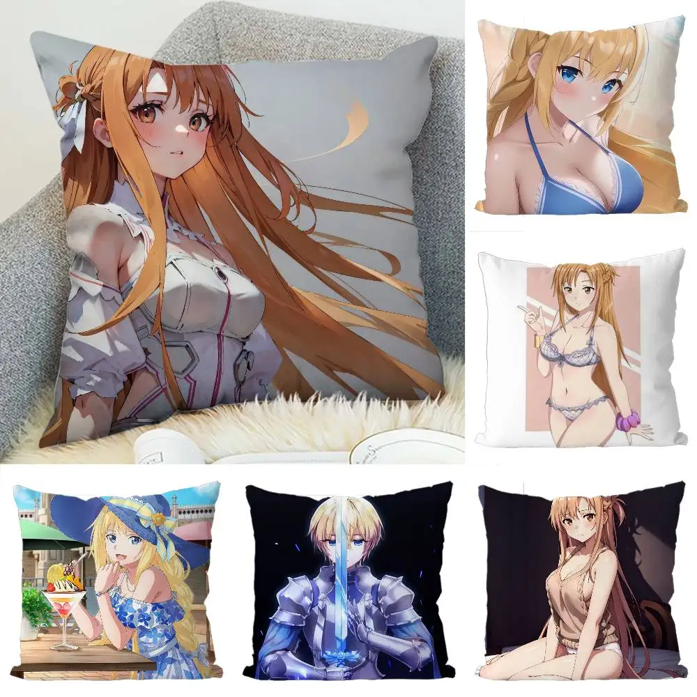 

Sword Art Online Pillow Case Luxury Double-sided For Car Pillows 45x45 Cushions Cover Home And Decoration Sofa Pillowcase 50x50
