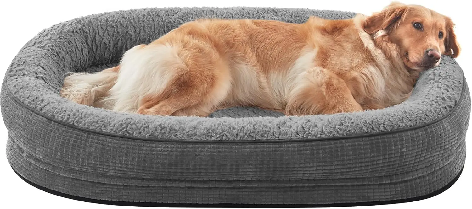 

Extra Large Orthopedic Dog Bed with Memory Foam, Waterproof Lining, Removable Cover & Non-Slip Bottom for Large Breeds