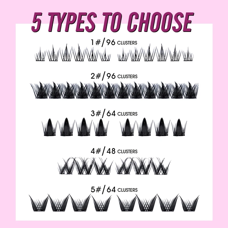 IMAGIC Multipack Lash Clusters Extensions Natural Soft Thickened No Glue Needed Pre-Bonded Curly Clusters 8 Pairs Set