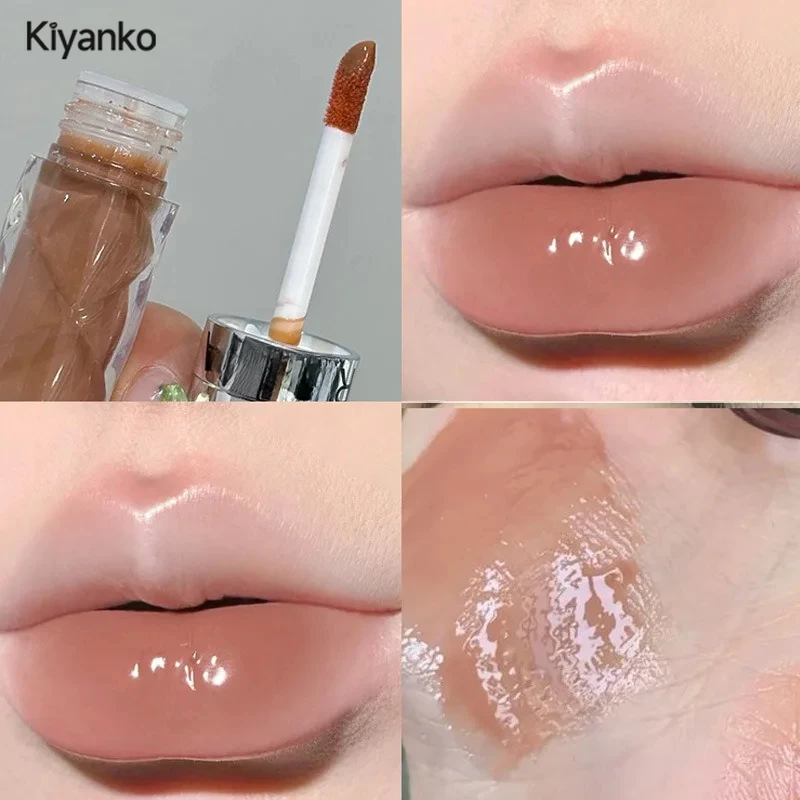 Nude Pink Mirror Water Lip Glaze Jelly Transparent Lip Oil Nawilżający błyszczyk wodny Błyszczyk zwiększający objętość rzadkich kosmetyków kosmetycznych