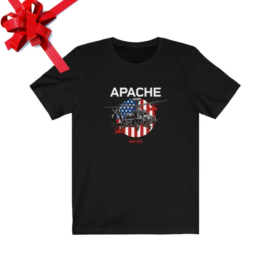 

American Flag AH-64 Apache Attack Helicopter T-Shirt 100% Cotton O-Neck Summer Short Sleeve Casual Mens T-shirt Size S-3XL