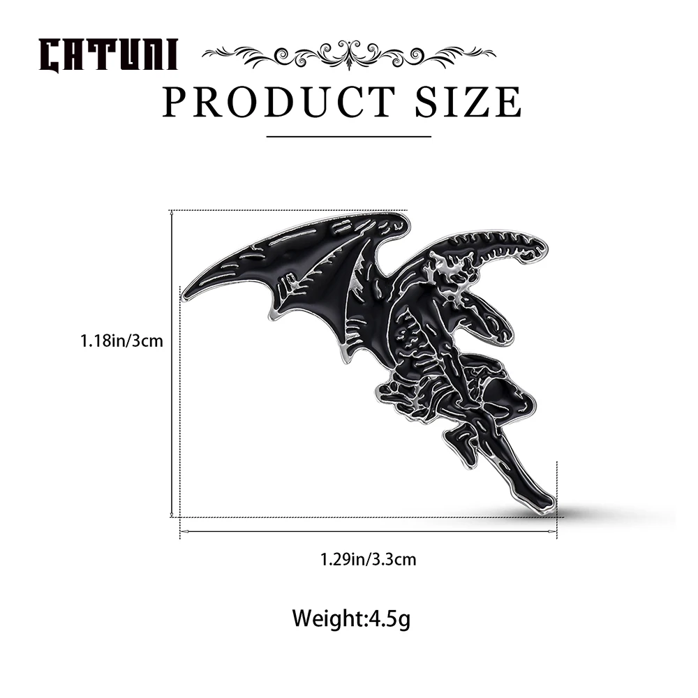 Catuni Lucifer Dark Hard Enamel Pin Brooch Goth Fashion Punk Style Gifts for Pagans Men Bag Lapel Backpack Badge Accessories