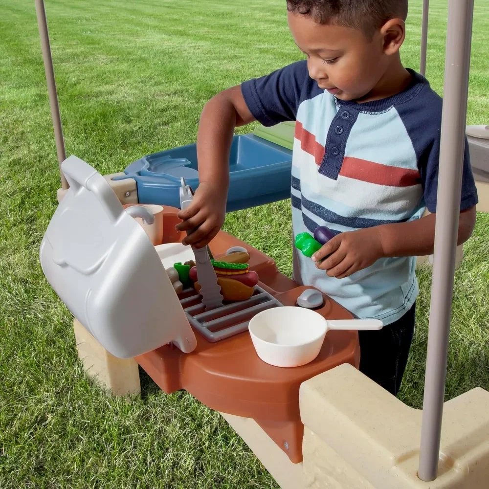 Rondom speeltijdpatio met luifel, kinderspeelset voor binnen en buiten, zintuiglijk speelhuisje, 2+ jaar oud, eenvoudige montage