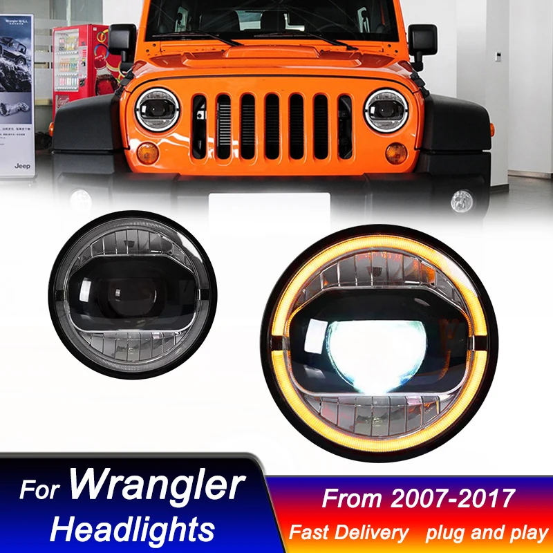 

Стайлинг автомобиля фары для Jeep Wrangler 2007-2017 Новый Стиль Полная Яркость DRL динамическая сигнальная лампа передняя лампа в сборе