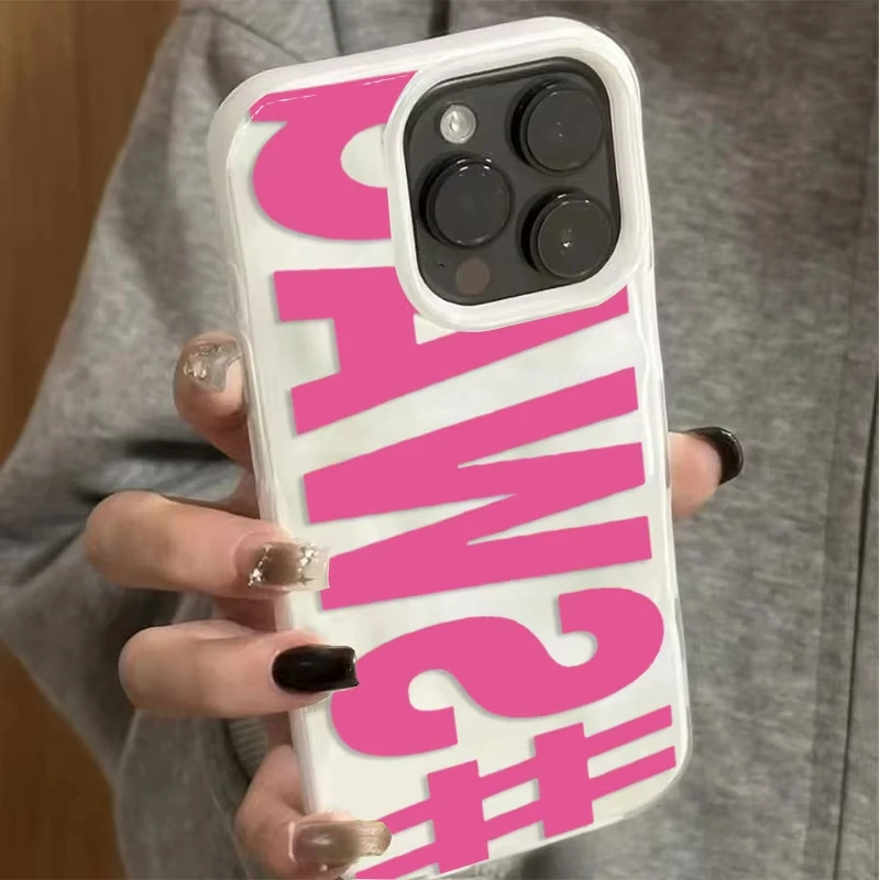 Funda SWAG rosa con letras para iPhone 17 16 Pro Max 15 14 Plus 13 12 11 Pro Max Air 16E, textura de olas suave 6