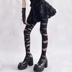 JK Lolita Thigh High Stockings Tights Women Y2k Girls Bandage Striped Pantyhose Women Tights Lingerie Sexy Pantyhose Nylon Tight