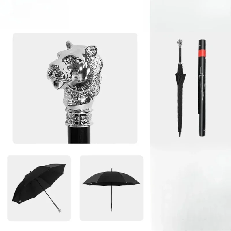 Kubode German handmade custom black umbrella face male lion handle straight handle umbrella long handle umbrella high-end
