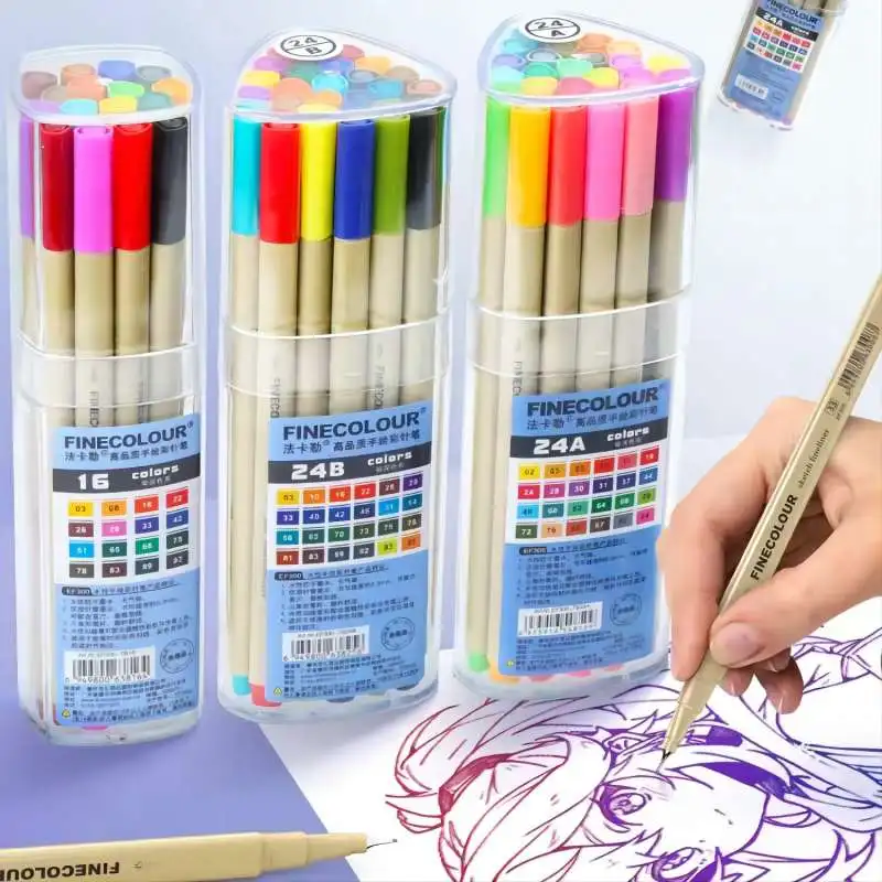 

Finecolour EF300 Water-based Colored 0.3mm Professional Sketch Drawing Art Markers for Art Supplies 3/6/9Pcs Any Color