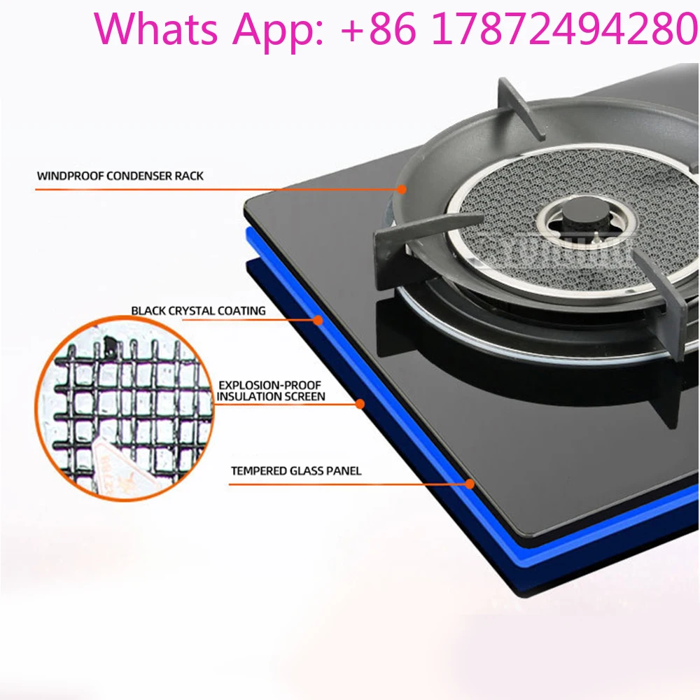 Kitchen Double Embedded Stove Gas Burner Energy-saving Cooktop Infrared Stove Double Cooker Tempered Glass