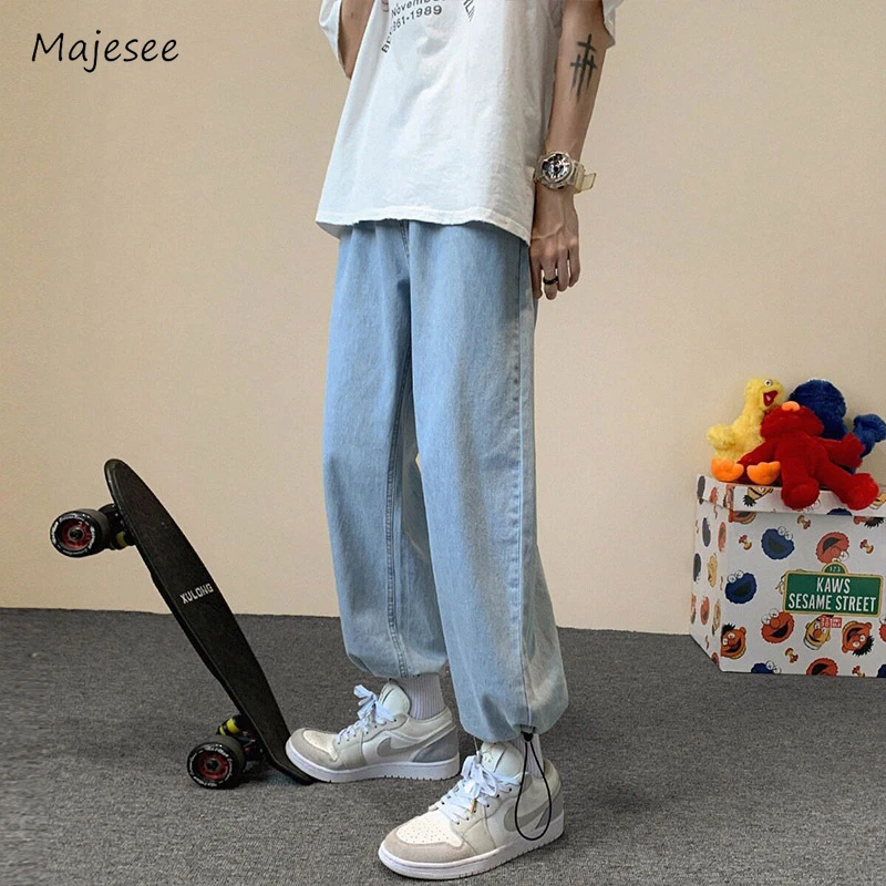 

Jeans Men Autumn Handsome Korean Style Retro Youthful Straight Trousers Washed Casual Loose All-match Simple Cozy Soft College