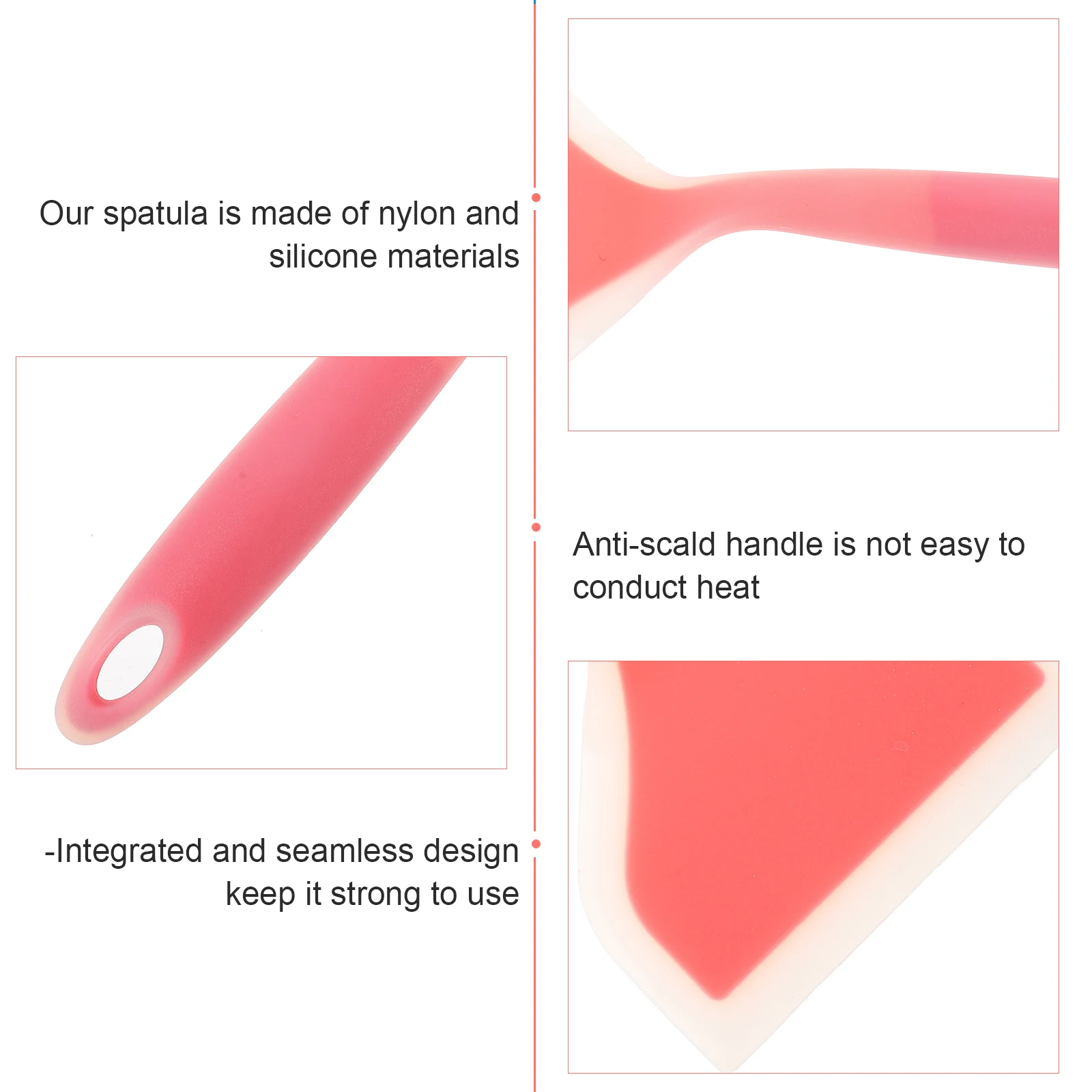 

Silicone Pancake Spatula Wide Turner for Egg Cooking Non Stick Kitchen Flipper Red Anti Scald Handle Suitable Cookware
