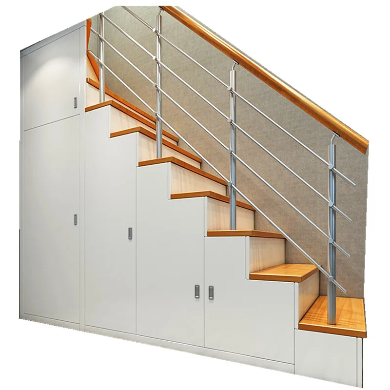 Gesamtgefertigter Duplex-Treppenschrank. Schritt-für-Schritt-Integrierter diagonaler Dachboden-Kleiderschrank aus Massivholz. Maßgeschneiderter gerader Leiterschuh c