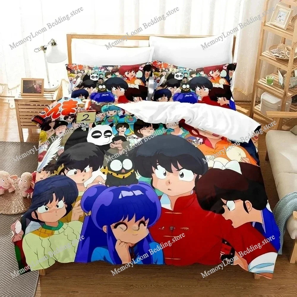 Ranma 1/2 Bedding Set Single Twin Full Queen King Size Bed Set Adult Boys Bedroom Duvetcover Sets 3D Print Anime Bed Sheet Set