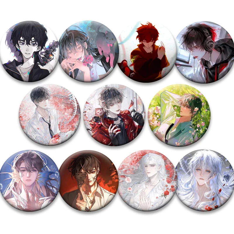 

Embrace You Till The End of The Game Badge Bai Liu Xie Ta Lapel Pins Round Anime Brooches for Backpack Accessories Jewelry Gifts