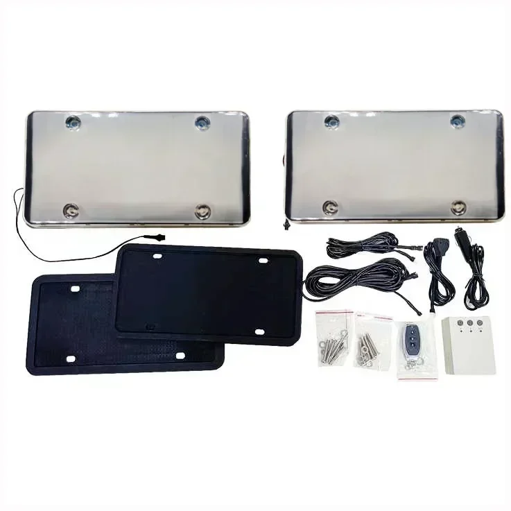 North American European License Plate Frame, 12v Remote Control Hidden License Plate, Fog Plate Frame, Blackout Plate