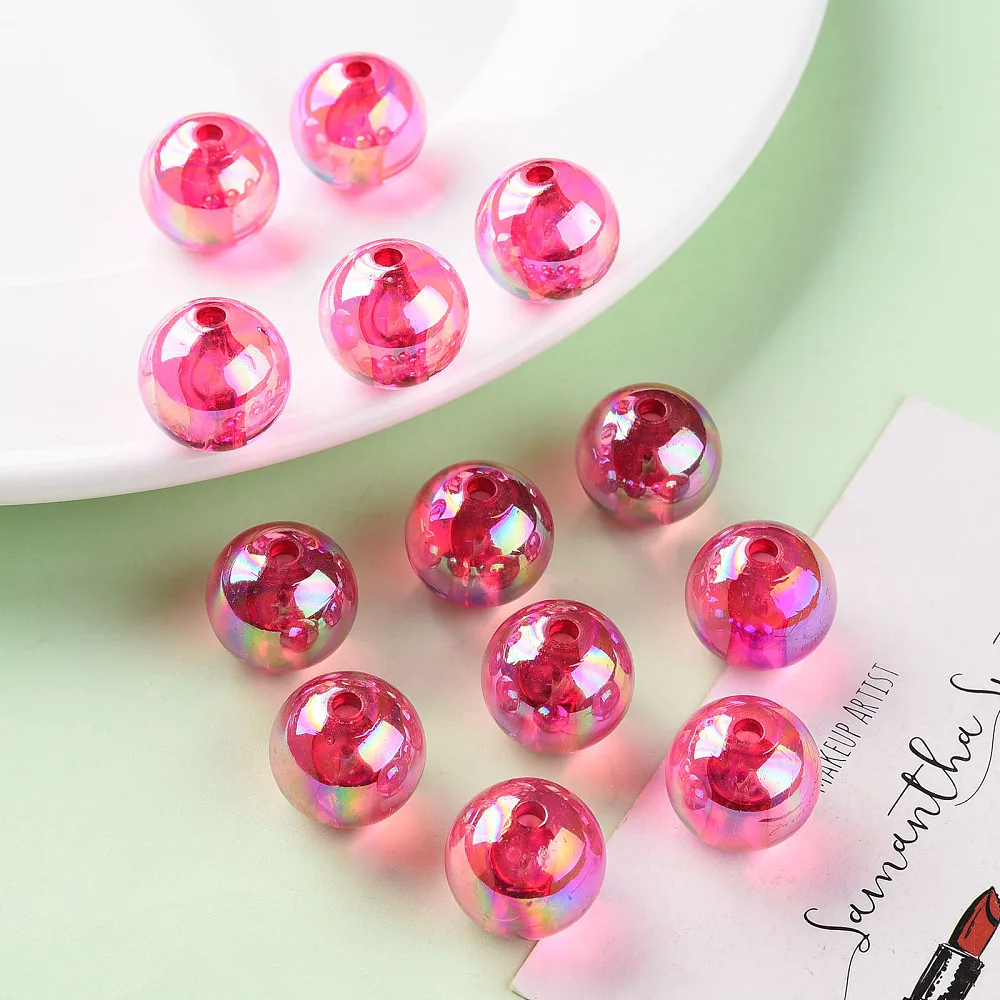 PandaHall 220 Stück AB-beschichtete transparente Acryl-Rundperlen, 16mm Mehrfarbige Schillernde Oberfläche für DIY Armband Schmuck Basteln – Detail 29