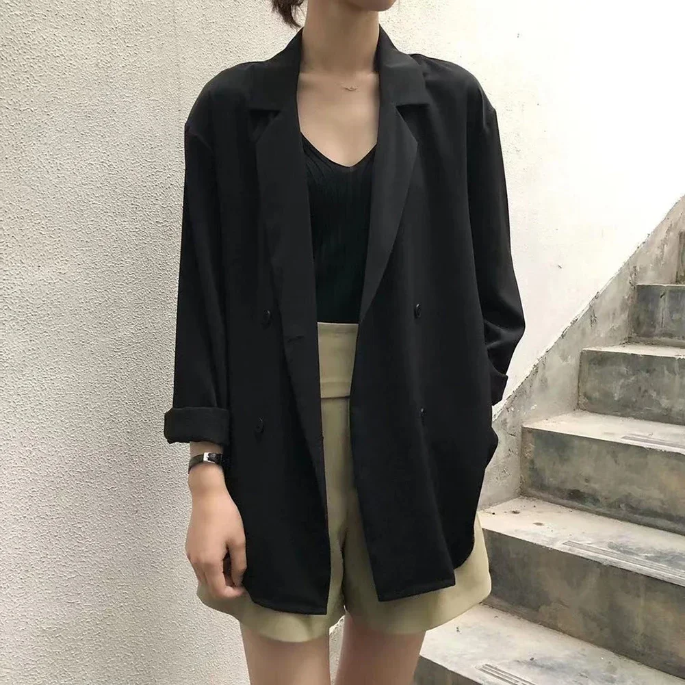 Blazers femininos verão lapela manga cheia ternos elegante trabalho ol blazer fino jaquetas de escritório casual sólido casacos negócios casaco superior