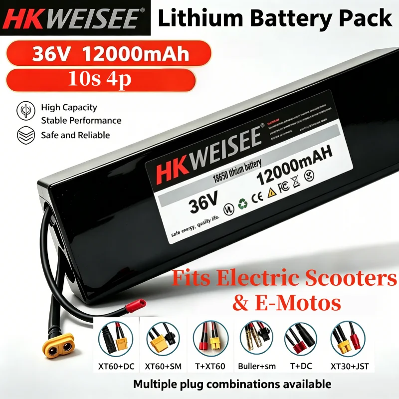 36V 9Ah 12Ah Rechargeable Lithium Battery 10S4P 18650 Battery Pack for Electric Scooter Ebike DIY Energy Storage
