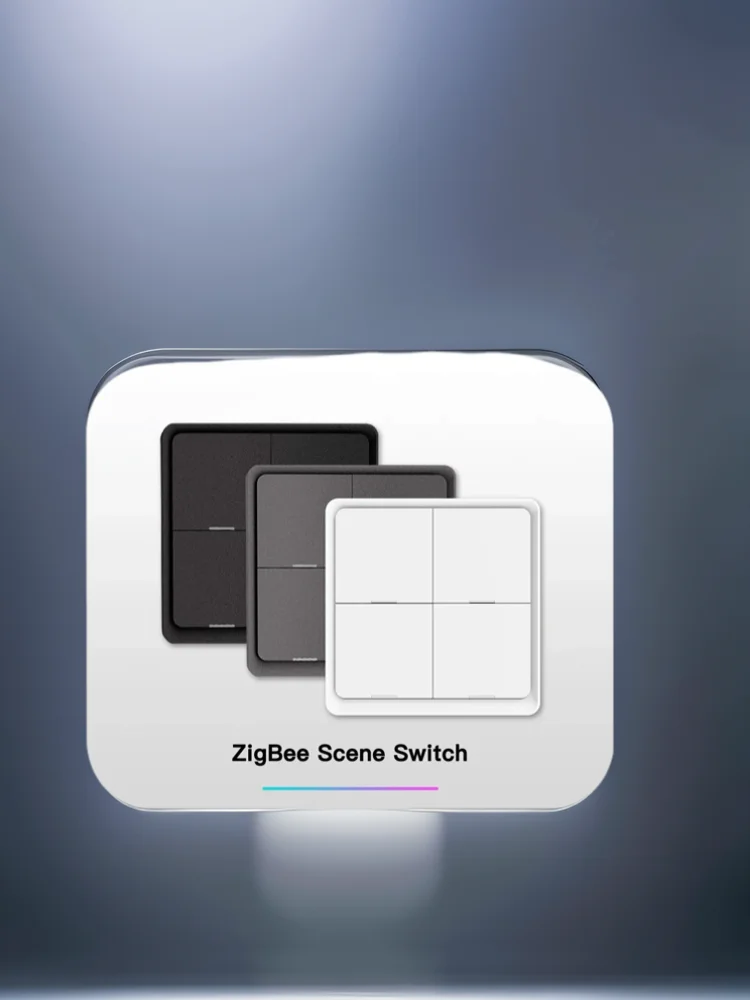 MOES 4-Gang Tuya ZigBee Wireless Scene Switch – 12 anpassbare Automatisierungsszenarien, batteriebetriebene Drucktastensteuerung für