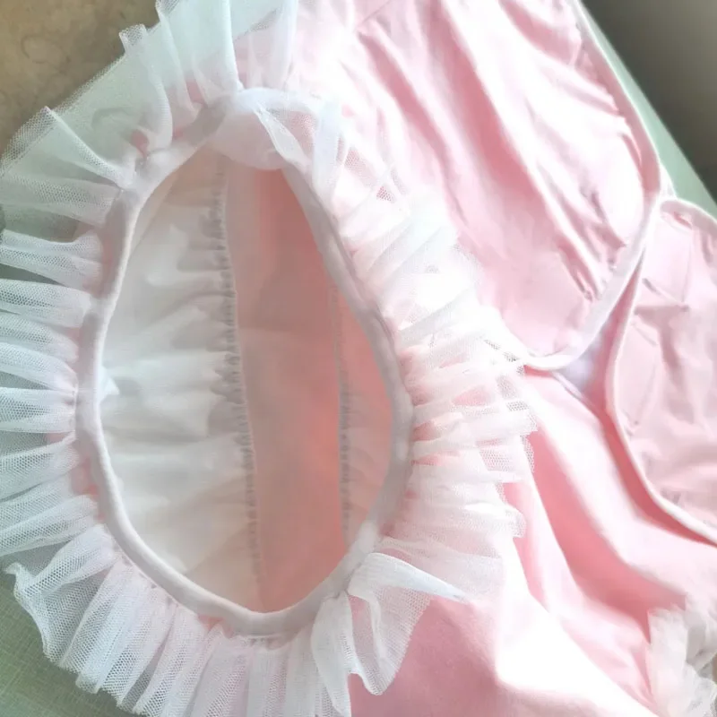 ABDL розовые подгузники с рюшами по краям для взрослых и детей, штаны с зажимом, хлопковые герметичные подгузники, шорты