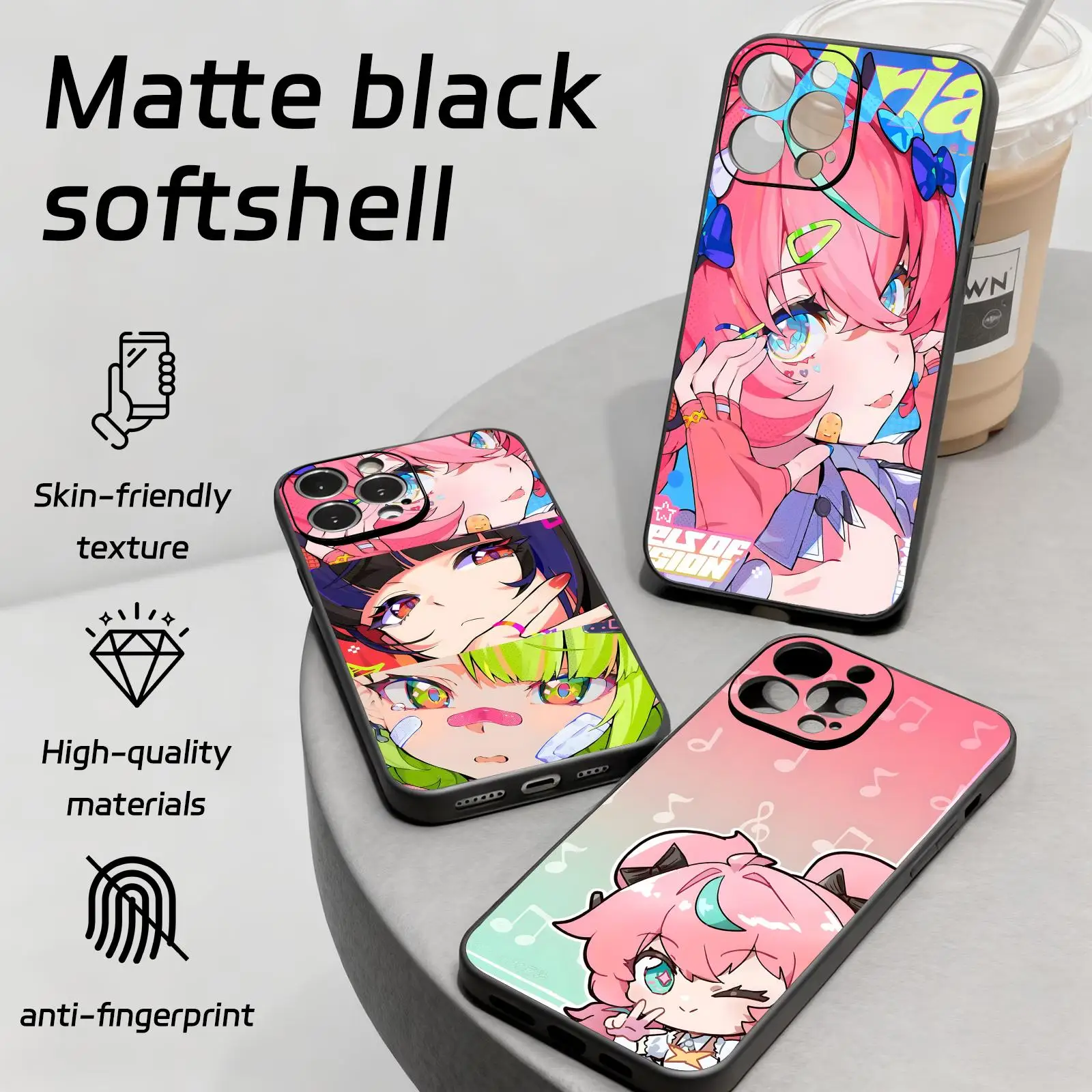 Capa de Telefone Zenless Zone Zero Aria para iPhone 17 16 16e 15 14 13 12 Plus Mini Pro Max, Capa Preta Macia e à Prova de Choque
