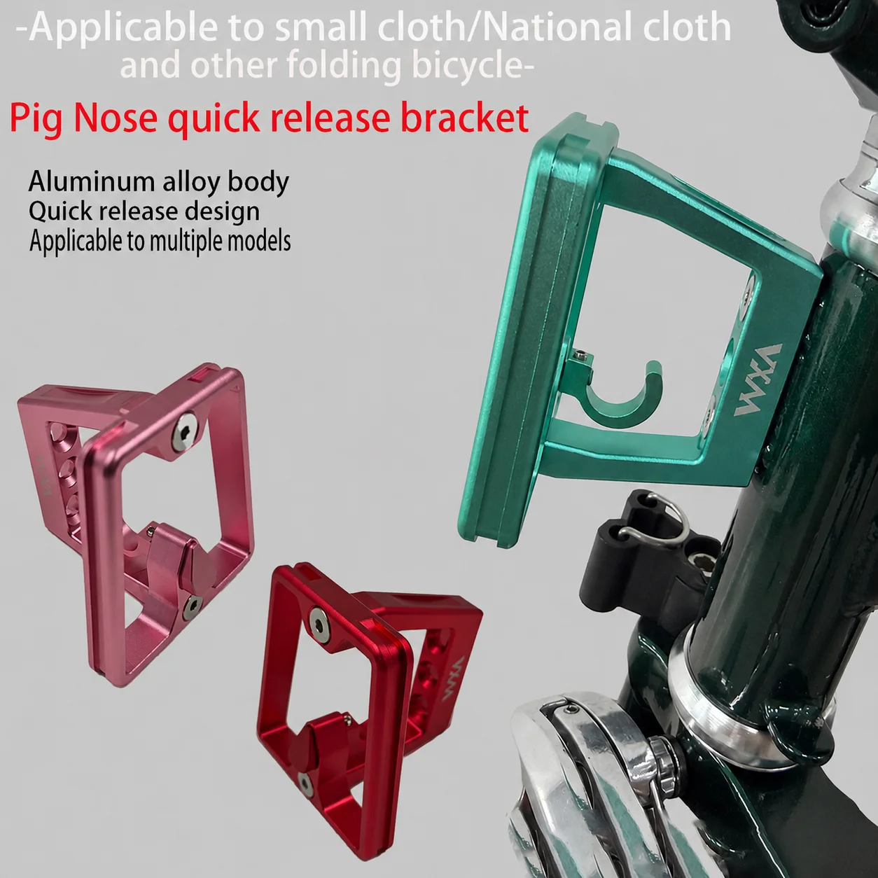 3 Hole Aluminum Split Pig Nose Front Carrier Block Bag Mount Shelf Pad Fit Brompton Folding Bike BMX Accessories