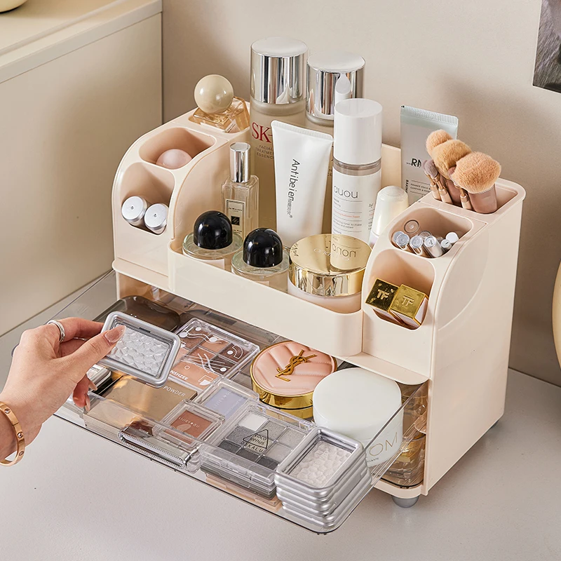 

Storage Box Dresser Large Capacity Skin Care Products Shelf Dust-proof Multifunctional Vanity Case Desktop Cosmetics Drawer