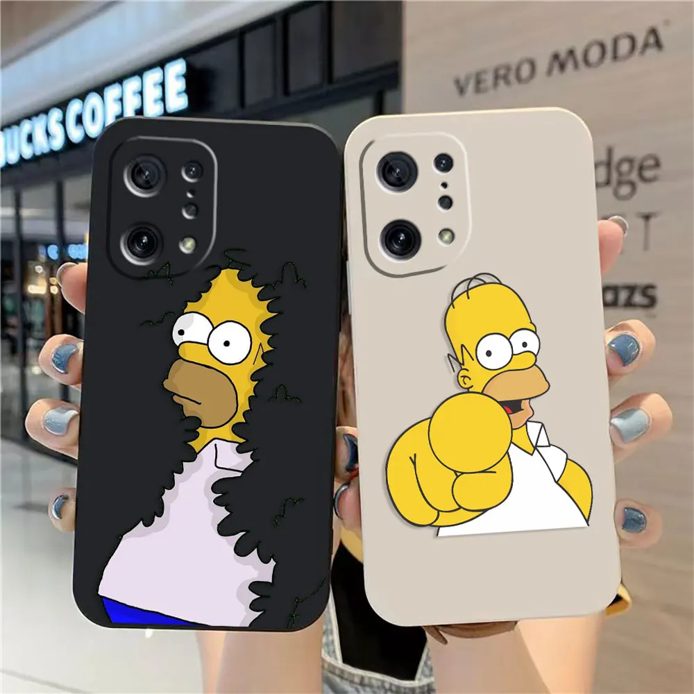 Case For OPPO FIND X6 X3 REALME X7 X50 RENO 2 4Z 4 6 Lite 5Z 5F 4G 5G PRO Liquid Silicone Case Cute The S-Simpsons