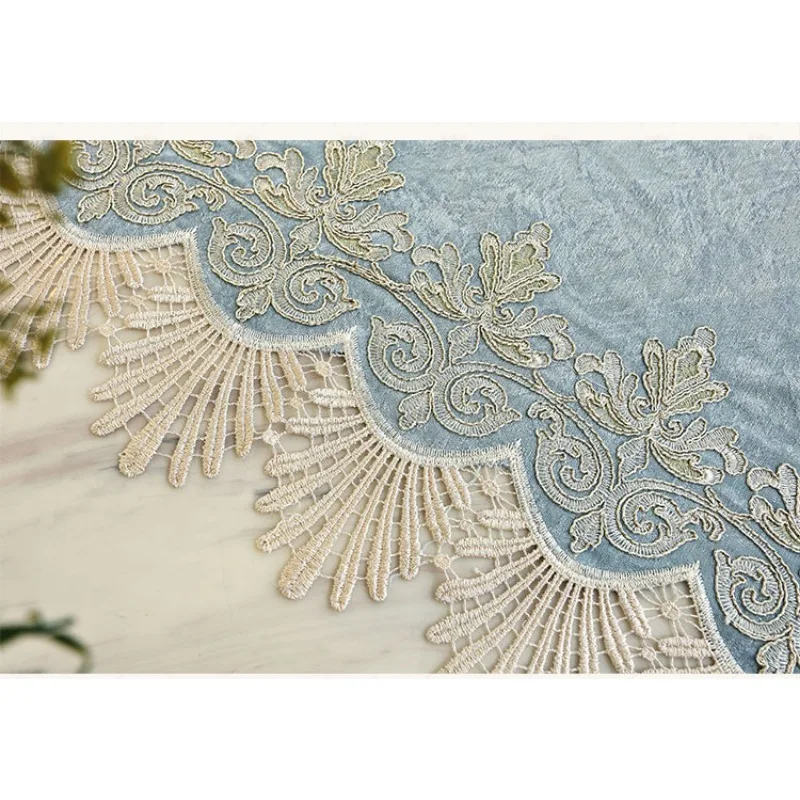 

Blue High-end European Style Elegant Embroidery Tulle Curtains for Dinning Living Room Bedroom Window Decor Custom Size Luxury