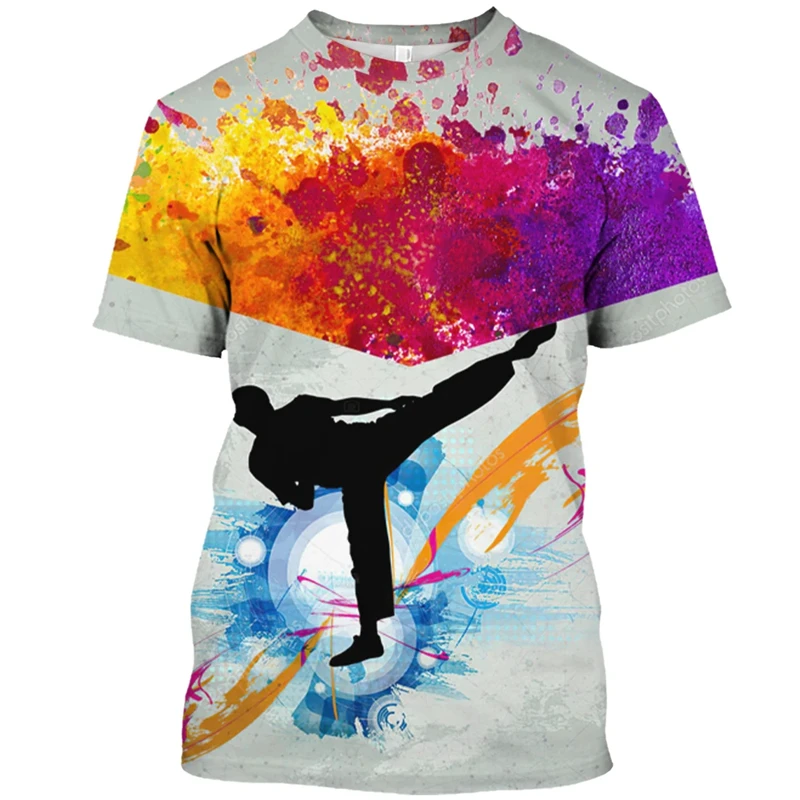 Training T-shirt Men's 3d Karate Printed Tee Tops Oversized Short-sleeved High-quality Sportswear Men Quick-drying T Shirt Male