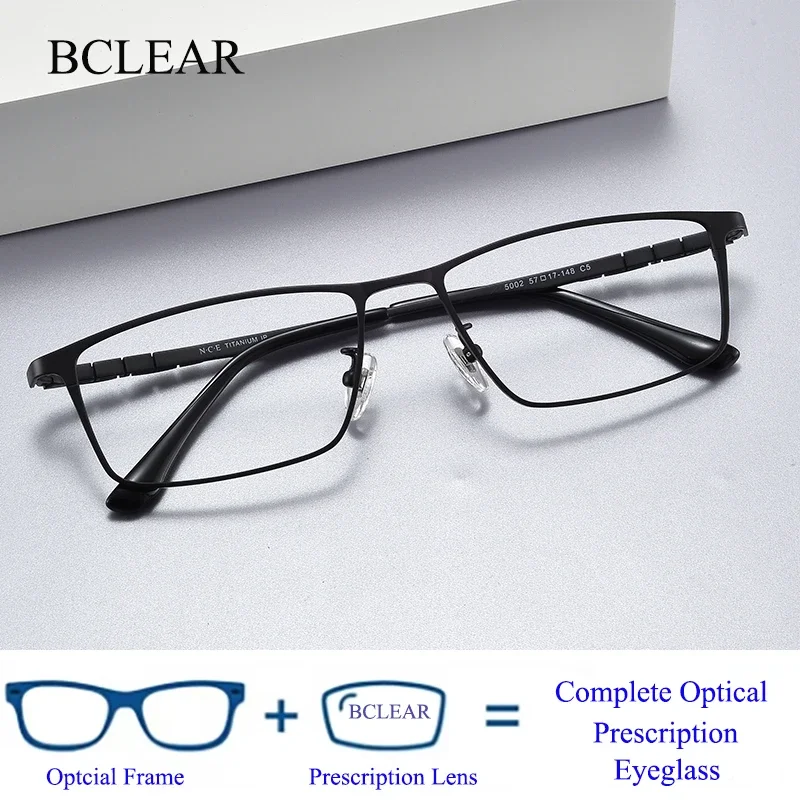 

BCLEAR DESIGN Men Titanium Glasses Frame Fashion Male Square Ultralight Eye Myopia Prescription Progressive Function Eyeglasses