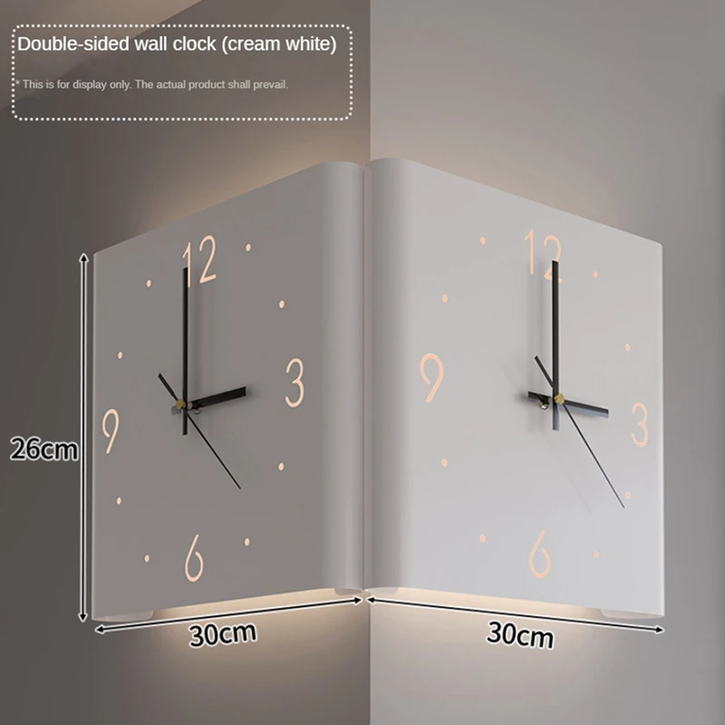 Square Wall Clock Folded Corner Wall Hanging Clock Chic Arc Silent Clock With Light For Living Room Home Decoration