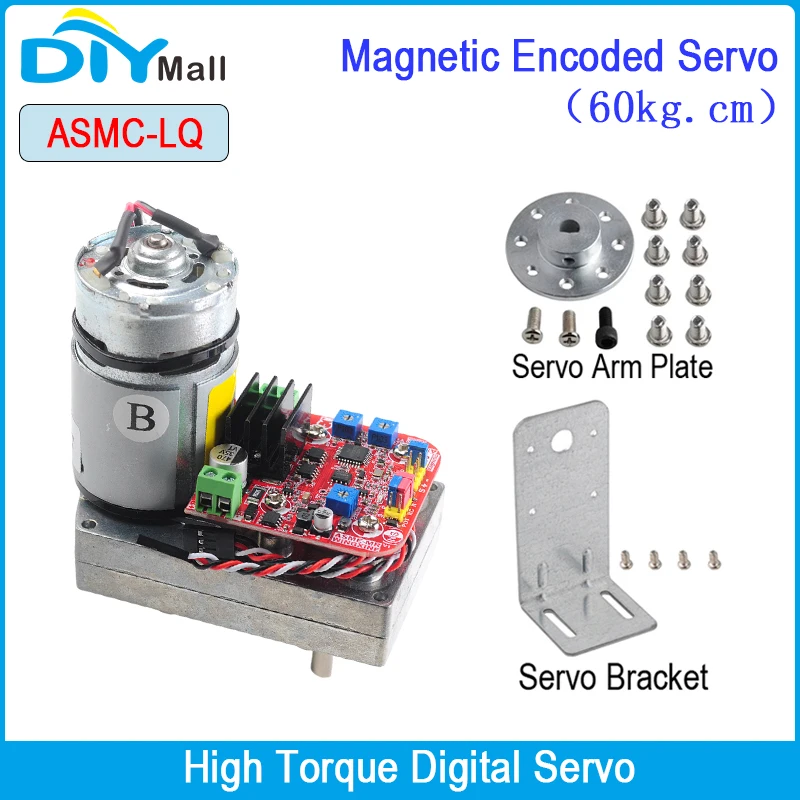 ASMC-LQB 60kg Servo 360 Degree Magnetic Encoder Worm Gear Reduction Power Off Self-locking Servo for Robot Arm Valve Control