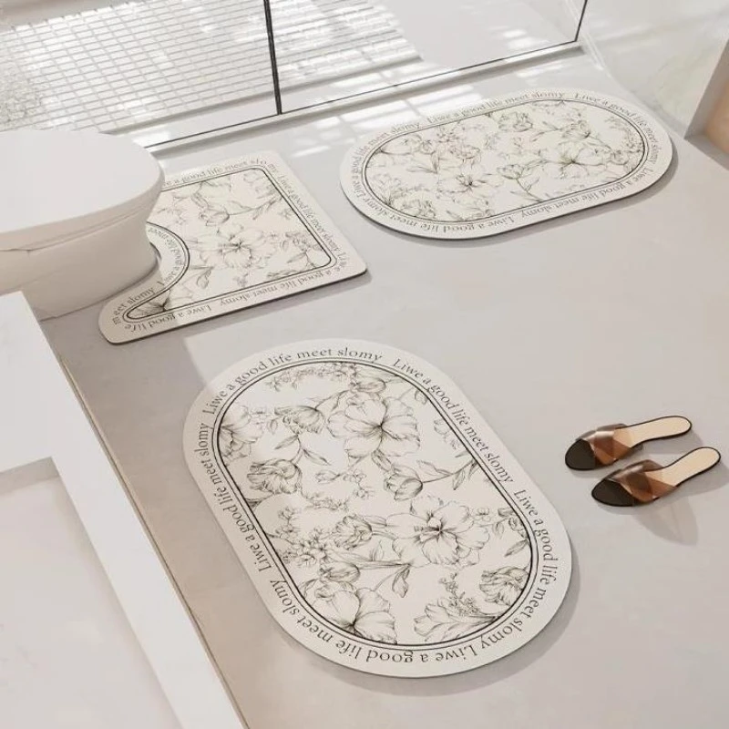 

Toilet bathroom diatom mud, absorbent mat, toilet door, foot pad quick-drying and non-slip, toilet U-shaped mat