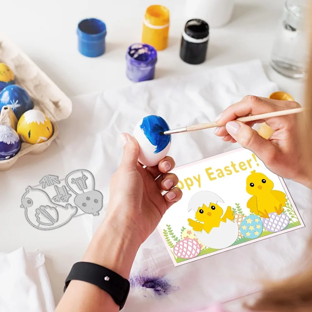 Easter Chick Cutting Dies Easter Egg Carbon Steel Die Cuts for DIY Crafting Embossing Stencil Template for Card Making Kit