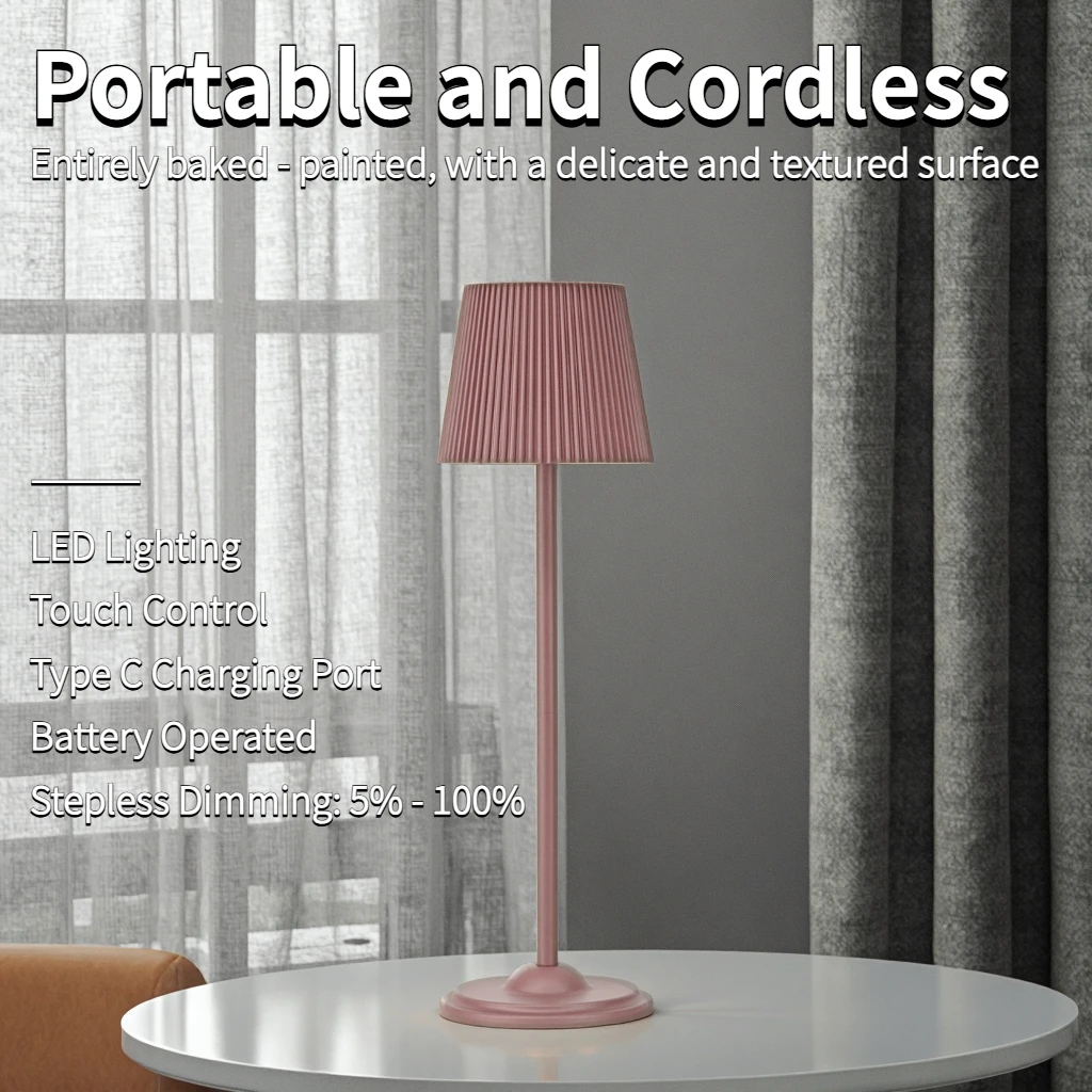 

3 Color Temperature LED Eye Protection Table Lamp Stepless Dimming Touch Control Rechargeable Batter For Dining Room/Living Room