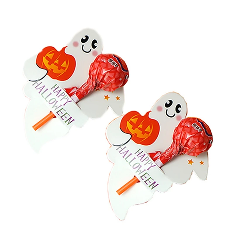 Halloween Kids Candy Package Card Creative Pumpkin Lollipop Holder Package Card Ghost Khost Kindergarten Gift Ghost Party Supply