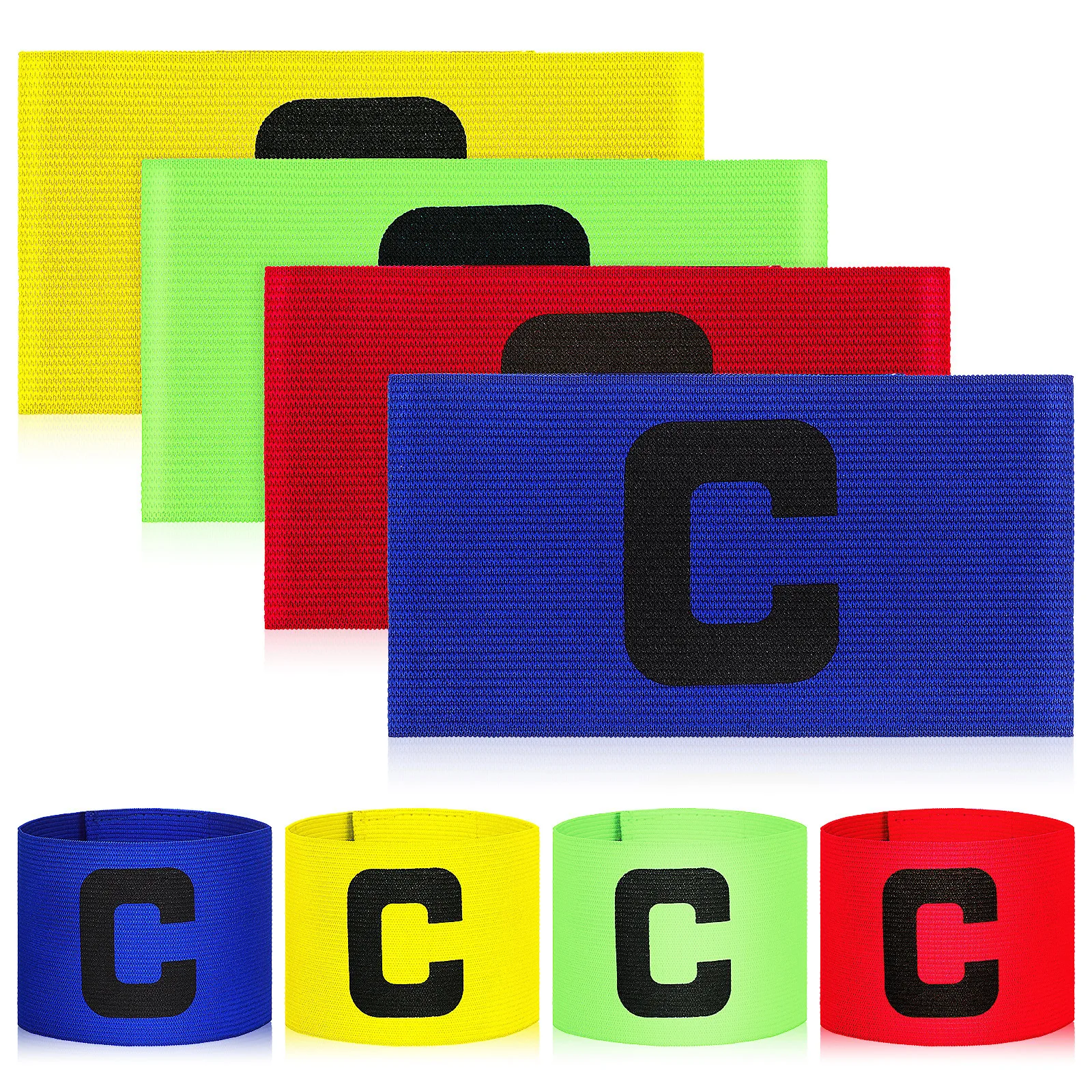 8 قطع من شارات كرة القدم، شارة كابتن كرة القدم، أكمام رياضية مرنة للتدريب، مقاومة للاهتراء